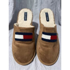 Tommy Hilfiger suede and shearling slippers slide in with logo on top so stylish